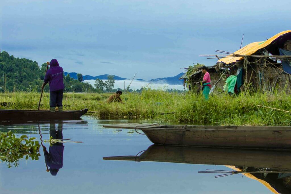 The fishermen stay on floating island called Phumdis, made of decomposed biomass