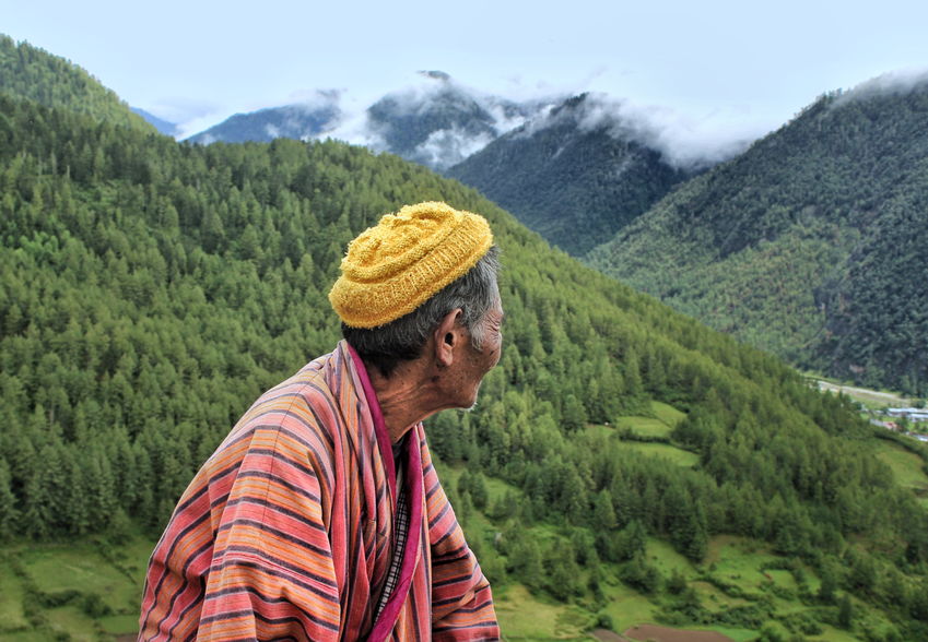 An old man overlooking Haa Valley