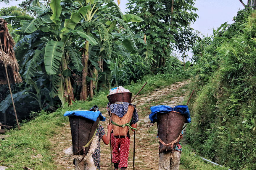 Villagers walking back from their farms 