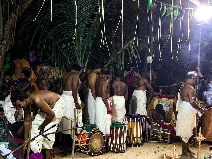 The drum beating during the festival