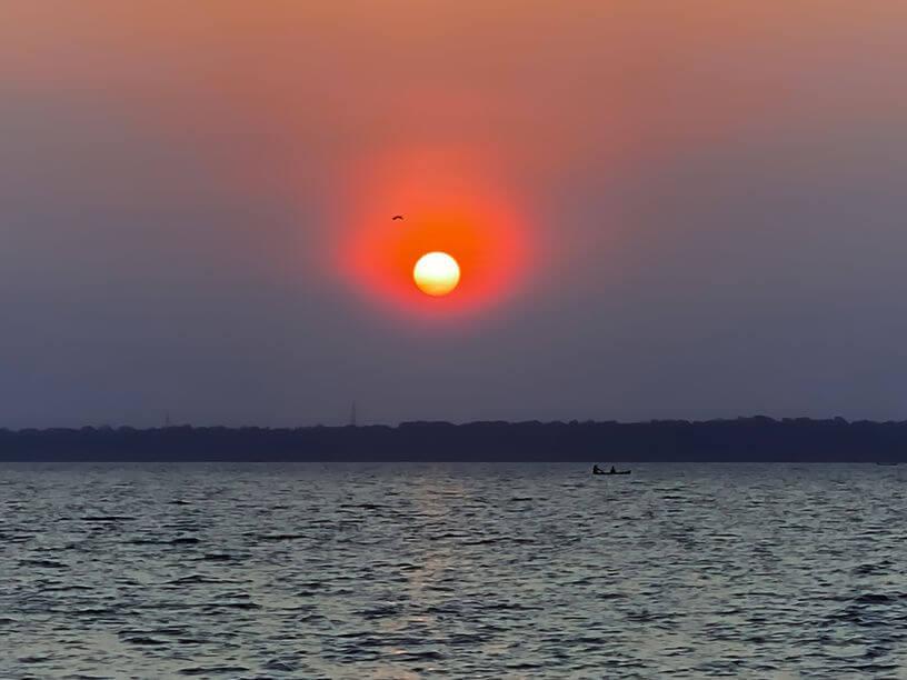 The phenomenal sunset over the backwaters