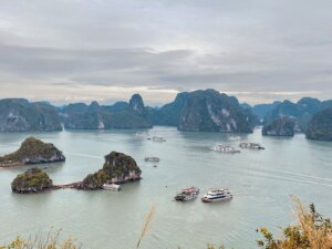 Halong Bay - Overlooking the gorgeous limestone island on a gloomy day