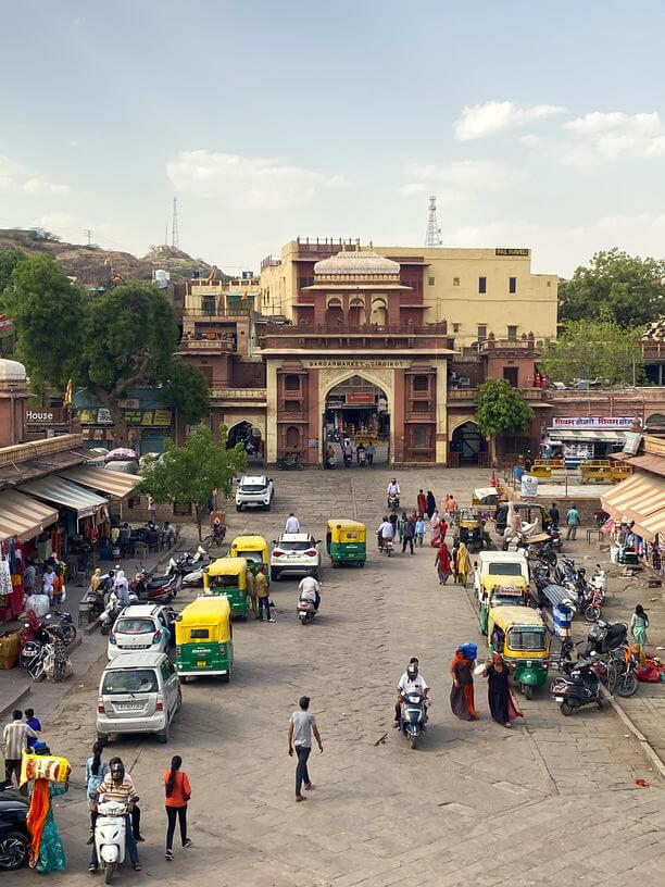 View from Clock Town in Jodhpur, old town gate